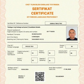 Telegram profile photo for Usmonjon's English way