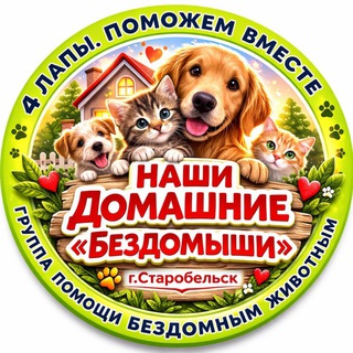 Telegram profile photo for Наши ДОМАШНИЕ "Бездомыши" (группа "4 ЛАПЫ", г.Старобельск")