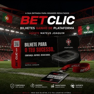 Telegram profile photo for 🍀BETCLIC🍀BILHETES🍀 GANHO DE🍀 PLATAFORMA 🍀⚽🇵🇹