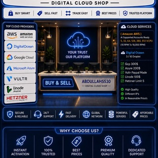 Telegram profile photo for Cloud Shop !"Buy & Sell" AZURE, AWS, LINODE, VULTR, OVH, kamatera,DIGITAL OCEAN, 数字海洋, Google Cloud & Etc Clouds Account's