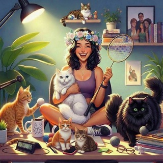 Telegram profile photo for 🍿🏸🐈⬛Маша смотрит в экран, читает чужие мысли, фотографирует котов и живёт свою лучшую жизнь📚#MN