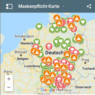 Telegram profile photo for Maskenpflichtkarte - Maskenfrei - Übersicht über Geschäfte, Restaurants, Tankstellen Baumärkte und viele mehr