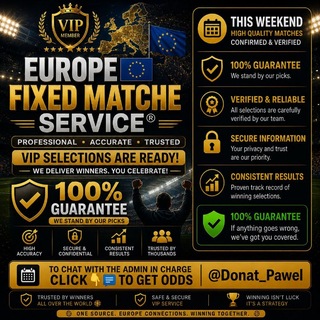 Telegram profile photo for EUROPE 🇪🇺 FIXED MATCHE SERVICE®️