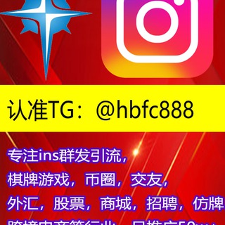 Telegram profile photo for ins,tik,推特群发引流系统/认准TG:@hbfc888/棋牌游戏/币圈/外汇/商城/股票投资/跨境电商/仿牌等