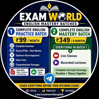 Telegram profile photo for EXAM WORLD TELEGRAM ENGLISH BATCHES