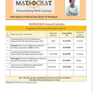 Telegram profile photo for MATHOCRAT-CSE IAS/IFS Mathematics Optional