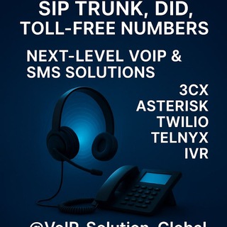 Telegram profile photo for #GlobalVoIPSolutions #DIDNumbers #TollFreeNumbers #SIPTrunking #CallCenterSetup #3CX #Asterisk #Twilio #Telnyx #VoIPRoute