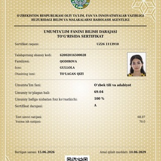 Telegram profile photo for Kurs natijalari