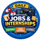 Telegram profile photo for Internships & Jobs for Freshers | Free Courses | Coding Notes 📃