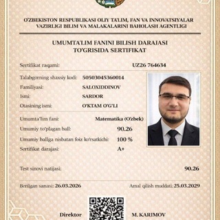 Telegram profile photo for Matematika | Sardor Salohiddinov