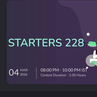 Telegram profile photo for Codechef Starters 228 Solutions