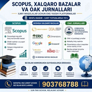 Telegram profile photo for MAQOLA&SCOPUS👨💻 KONFRENSIYA👨🏫 OAK📄