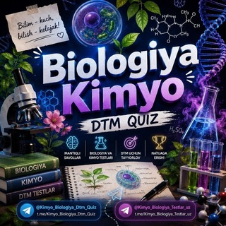 Telegram profile photo for BIOLOGIYA KIMYO DTM TESTLAR