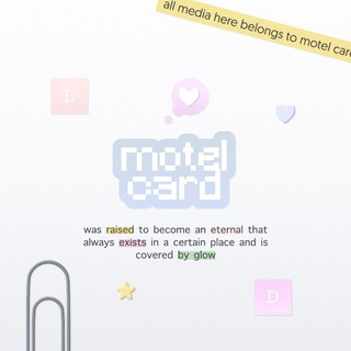 Telegram profile photo for 𑣿 motel card. read pin !