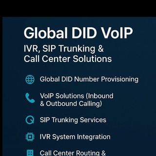 Telegram profile photo for Welcome to Global DID VoIP | IVR, SIP Trunking & Call Center Solutions