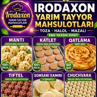 Telegram profile photo for IRODAXON YARIM TAYYOR MAHSULOTLARI