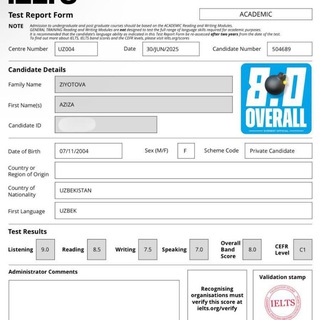 Telegram profile photo for Ziyatova's page | IELTS 8.0