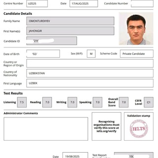 Telegram profile photo for JAHONGIR`S ENGLISH