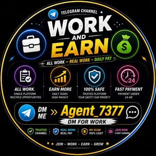 Telegram profile photo for WORK AND EARN πΈπ²
