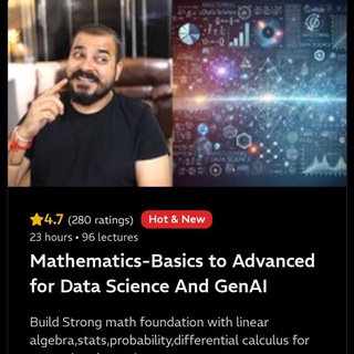 Telegram profile photo for Mathematics-Basics to Advanced for Data Science And GenAI by Krish Naik