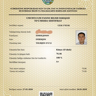 Telegram profile photo for Chemex_2024 | Oybek Ismoiljonov