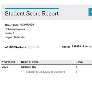 Telegram profile photo for AP CALCULUS BC| Yokubjon Isaqjonov