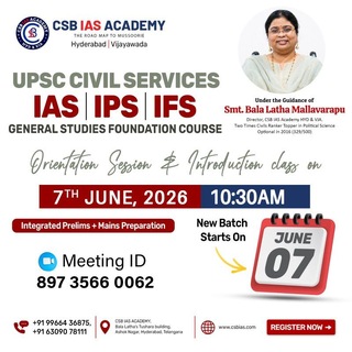 Telegram profile photo for Balalatha's CSB IAS ACADEMY