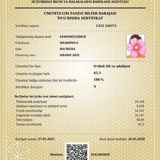 Telegram profile photo for Milliy sertifikatchi | Ona tili