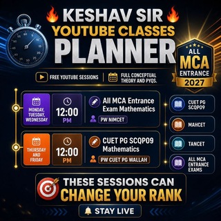Telegram profile photo for Keshav Gilotra Sir: NIMCET CUET PG SCQP09