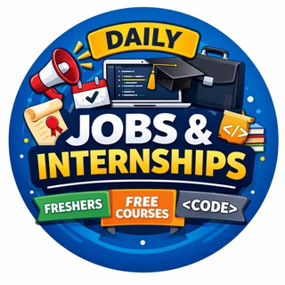 Telegram profile photo for Internships & Jobs for Freshers | Free Courses | Coding Notes π