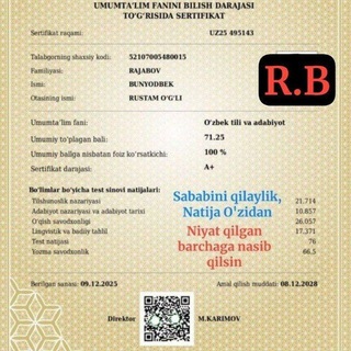 Telegram profile photo for Ona tili va adabiyot