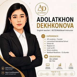 Telegram profile photo for AD Academy | Adolatkhon Dekhkonova