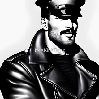 Telegram profile photo for Gay Leather Scene Exclusive Tshirts, stickers, mugs & LGBT Artwork celebrating masculine archetypes in uniforms.