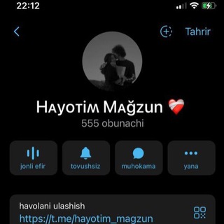 Telegram profile photo for Hᴀyᴏᴛiʍ Mᴀğzun ❤️🩹