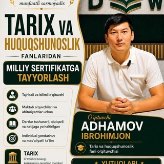 Telegram profile photo for Tarix-Milliy sertifikat | Adhamov