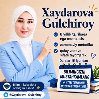 Telegram profile photo for "YUKSALAMIZ" TEST GURUX . GULCHIROY XAYDAROVA