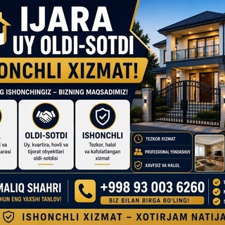 Telegram profile photo for OLMALIQ IJARA UYLARI