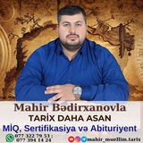 Telegram profile photo for Tarix Mahir Bədirxanovla daha asan!🏆MHM TƏDRİS MƏRKƏZİ