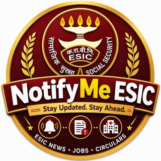Telegram profile photo for NotifyMe ESIC - ESIC Updates UDC/MTS/SSO/Paramedical Updates ESIC Jobs AIIMS CRE Job Alert ESIC SSO 2025