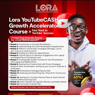 Telegram profile photo for Lora YoutubeCash Accelerator Course Affiliate Group