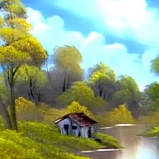 Telegram profile photo for Bob Ross' Happy Little Shitpost Cabin