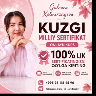 Telegram profile photo for Ona tili va adabiyot/ milliy sertifikat/Gulnora Xolmirzayeva