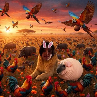Telegram profile photo for Дружный кокос на пальме с бананами под которой павлушатки водолазы в сафари иридессы с саблезубыми тиграми и веселым гарри🦤🪩