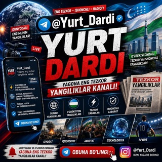 Telegram profile photo for Tezkor Yangiliklar | Yurt Dardi | songi | Xalq Dardi | Yol yolakay | sara xabarlar | Dunyouz | Daryouz | Antivirusnewsuz