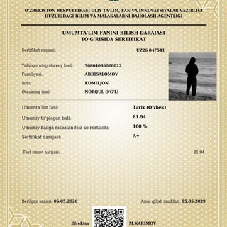 Telegram profile photo for online kursimiz natijalari