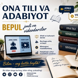 Telegram profile photo for Ona tili va adabiyot bepul jonli va videodarslar