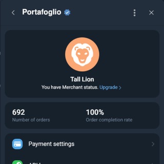 Telegram profile photo for Tall Lion: Crypto P2P Trader
